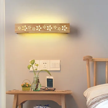

Contemporary sconce led wall lights lighting fixtures wood + acrylic shade surface mounted wall lamp bedroom Mirror front light