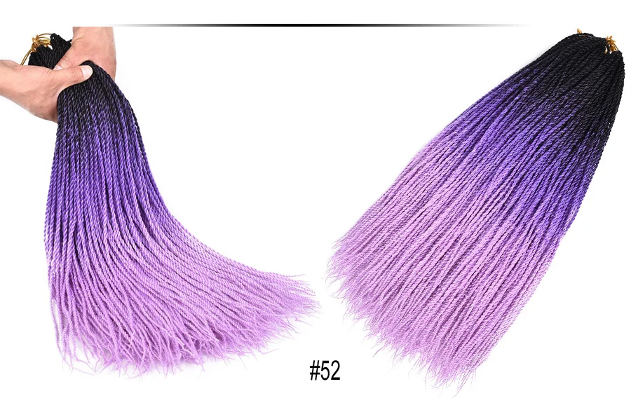 TOMO маленькие цветные Senegalese Twist вязаный крючком косы 24 дюймов 30 прядей синтетические волосы для косы Омбре Kanekalon плетение волос