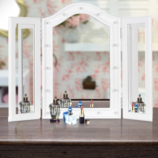 Tri Fold Vanity Mirror With Lights Adorable IKayaa LED Lighted Trifold Vanity Mirror Stand Folding Countertop Tri Fold Vanity Mirror With Lights Adorable IKayaa LED Lighted Trifold Vanity Mirror Stand Folding Countertop