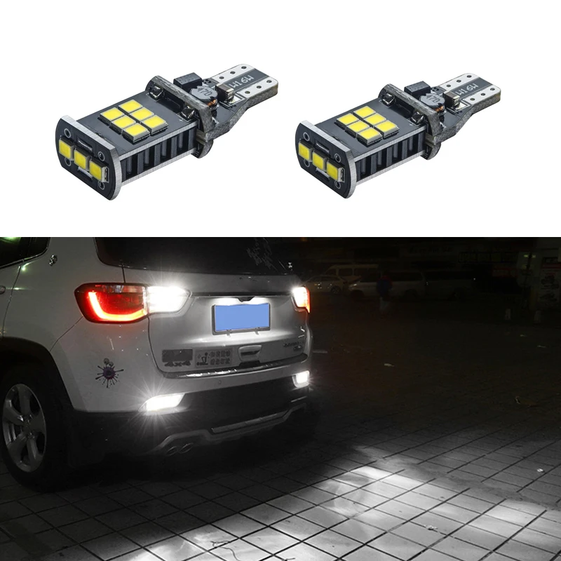 YIJINSHENG 2PCS 1100 lumens Bright Error Canbus Extremely Bright 3030 Chipsets T15 912 W16W 921 LED Bulbs For Backup Reverse Lights 24D Xenon White