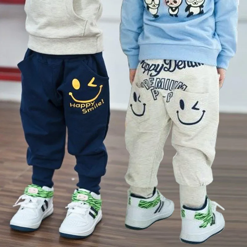 Г. Лидер продаж, весенне-осенние спортивные штаны-шаровары с принтом для маленьких мальчиков повседневная одежда для маленьких мальчиков с улыбкой
