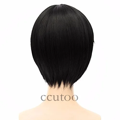 Ccutoo 1" черный короткий прямой высокотемпературный Синтетический Косплей Полный парики волосы вечерние парики на Хэллоуин