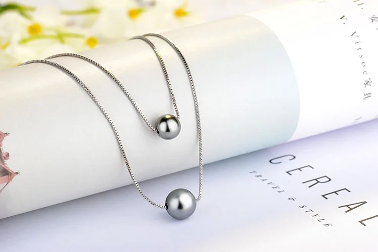 Популярное ювелирное изделие из стерлингового серебра S925 пробы, модное жемчужное Двухслойное женское ожерелье для женщин
