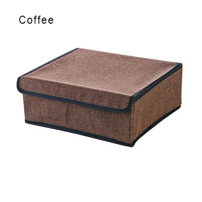 Collapsible underwear sock storage box cotton linen design 3 colors Closet Organizers Boxes For Underwear Scarfs Socks Bra-66730 - Цвет: coffee