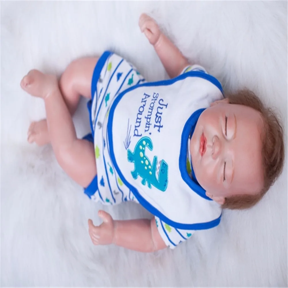 

20 inch 50 cm Silicone baby reborn dolls, lifelike doll reborn Blue saliva towel sleeping doll