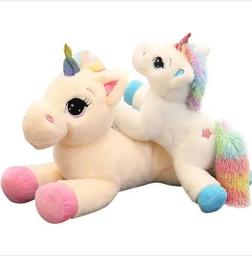 

WYZHY Cute unicorn doll ins girl heart plush toy lucky kneeling unicorn rainbow horse to send girls 80CM