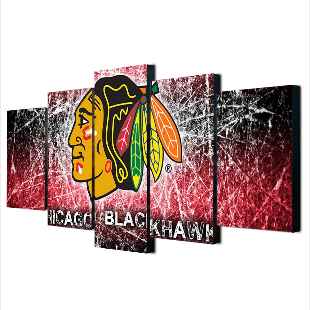 Unframed 5 Pieces Modern Ice Hockey Art Wall Painting Chicago