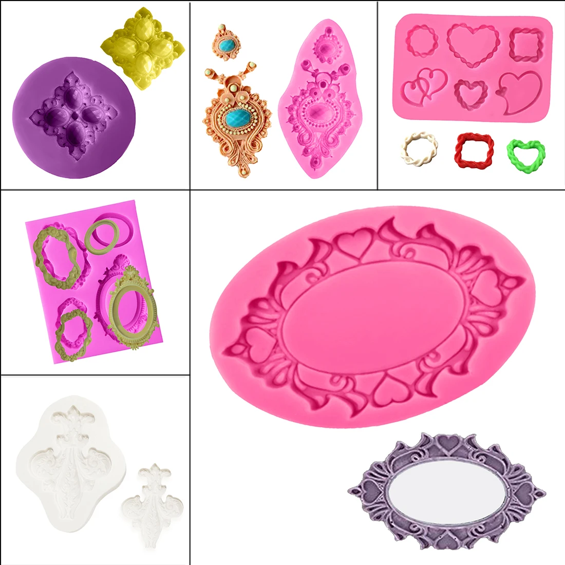 

1PC Retro Mirror Frame Diamond Silicone Chocolate Soap Mold Baking Pan Cake Decorating Tools Kitchen Baking Pastry Cake Pan