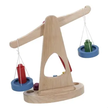 

Children Toy Wooden Balance Scale with 6 Weights, Children's Learning