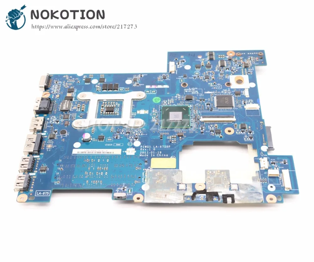 NOKOTION для Lenovo g470 материнская плата ноутбука HM65 DDR3 GMA HD 3000 PIWG1 LA 6759P|Материнские