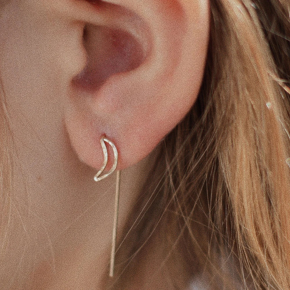 

Moon Earrings Handmade 925 Silver Jewelry Custom Gold Wrap Largos Boho Brincos Vintage Pendientes Earrings for Women Oorbellen