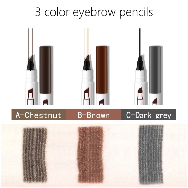 4 Head Fine Sketch Eyebrow Pen Makeup Tools Waterproof Microblading Eyebrow Tattoo Pen Fork Tip Eyebrow Pencils Tint Enhancer