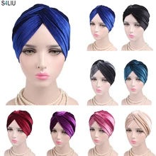 Роскошная мягкая бархатная тюрбан, индийская зимняя мусульманская женская плиссированная бандана, шляпа от рака химиотерапии, дамские шапочки для выпадения волос, Новинка