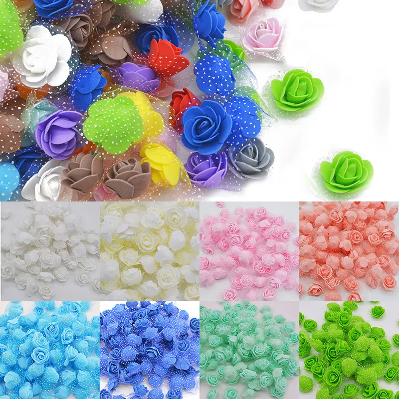 

100Pcs/lot 3cm PE Foam Rose Artificial Silk Flower Heads for Wedding Home Garden Deocr DIY Wreaths Party Decoration Supplies 75Z