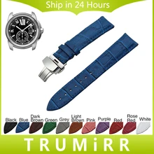 Véritable bande de montre en cuir butterfly fermoir sangle pour cartier réservoir Santos Ronde Solo Poignet Bracelet 18mm 19mm 20mm 21mm 22mm 24mm