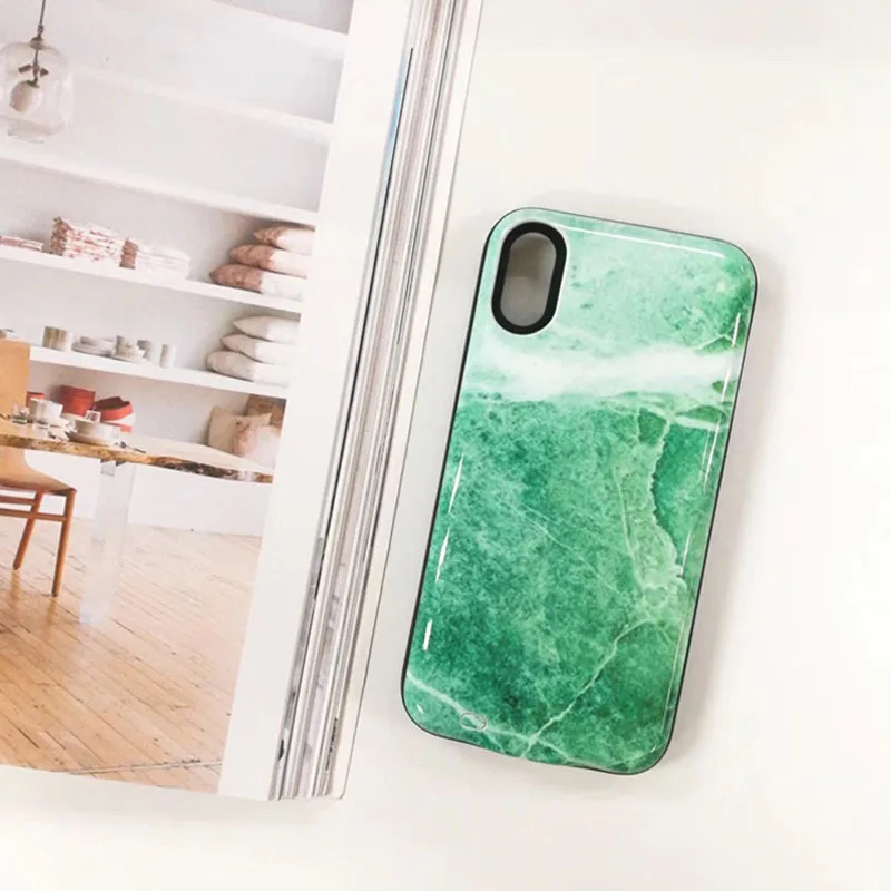 Чехол с аккумулятором 6000 мАч для iPhone xs max цветной мраморный Портативный внешний