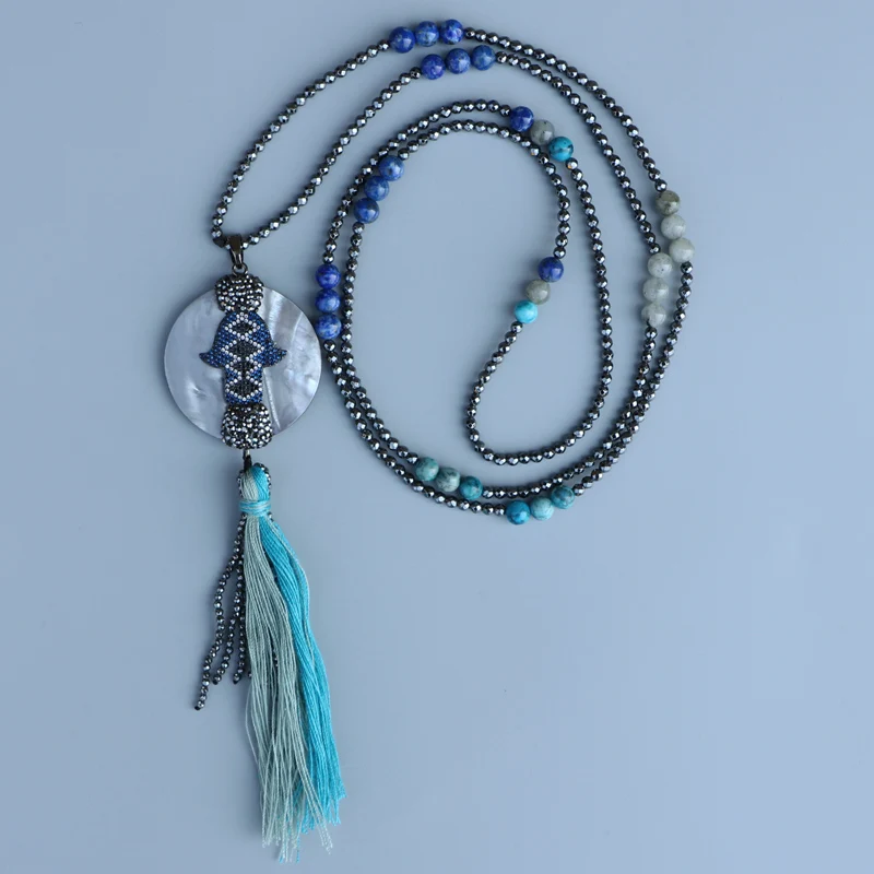 Женское Ожерелье EDOTHALIA длинное ограненный гематит 3 мм|long necklace|bead necklacenecklaces for women |