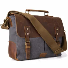 Tiding hombres de la lona bolsas de mano hobo de cuero acolchado correa crossbody school organizador del bolso para macbook pro 11435