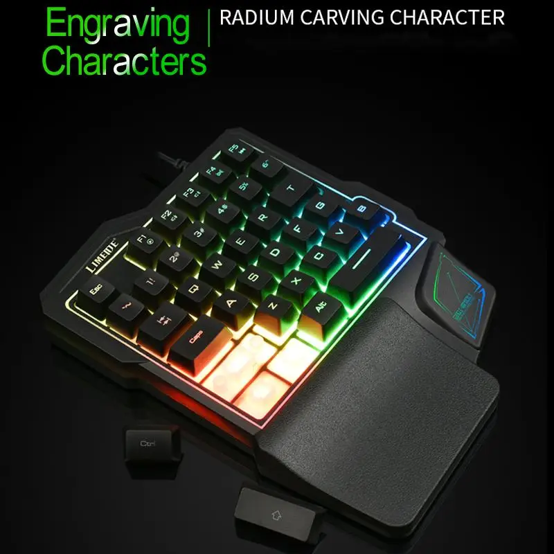 Проводная игровая клавиатура со светодиодный 7-Цвет Подсветка клавиатура 35 ключей с помощью одной руки мембранная клавиатура Игровой Клавиатуры мини-клавиатура
