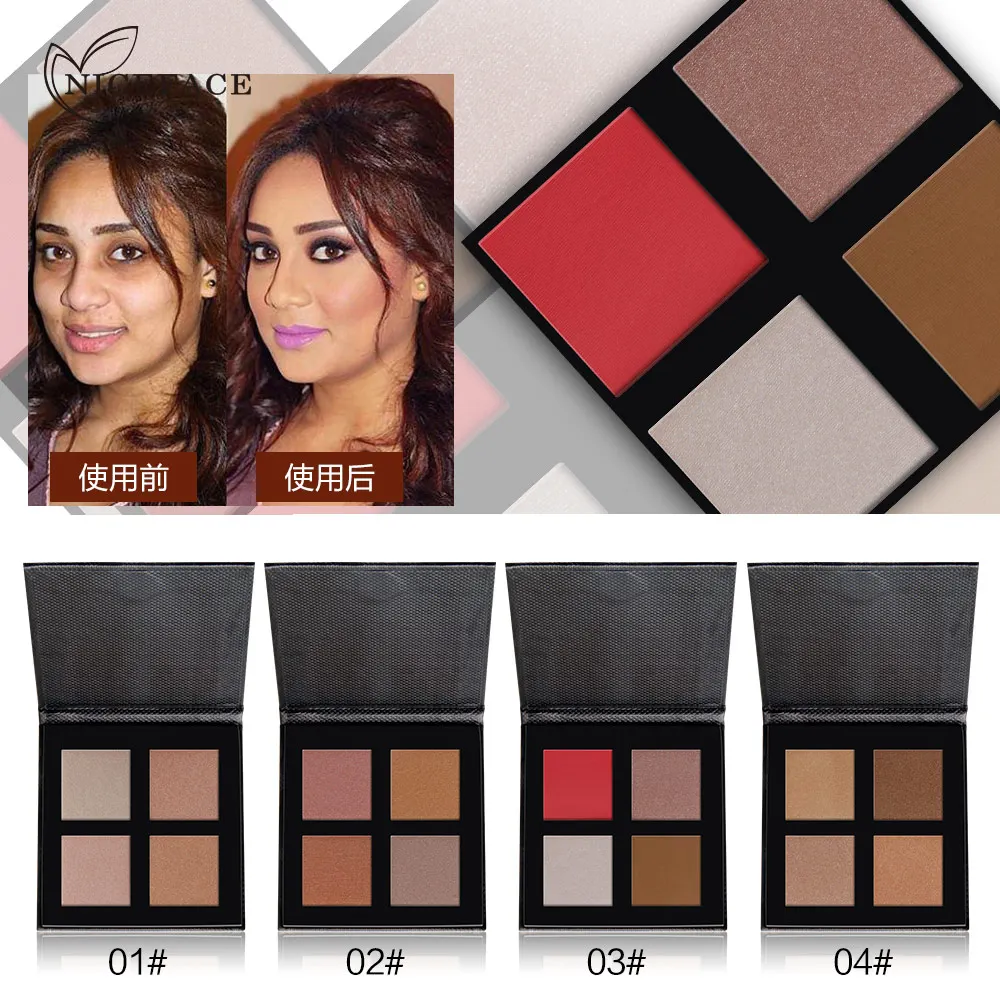 Niceface 4 Colors Concealer Cream Contour Palette Kit Makeup Bronzer Highlighter Powder Trimming Contouring Oil-control Cosmetic | Красота и