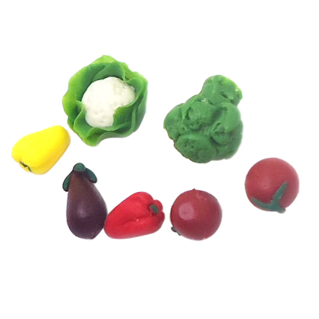 Miniatures Food Ornaments Resin Vegetable Model Toys Micro Landscape Decoration 1/12 Scale Food Collectibles 7 Pieces