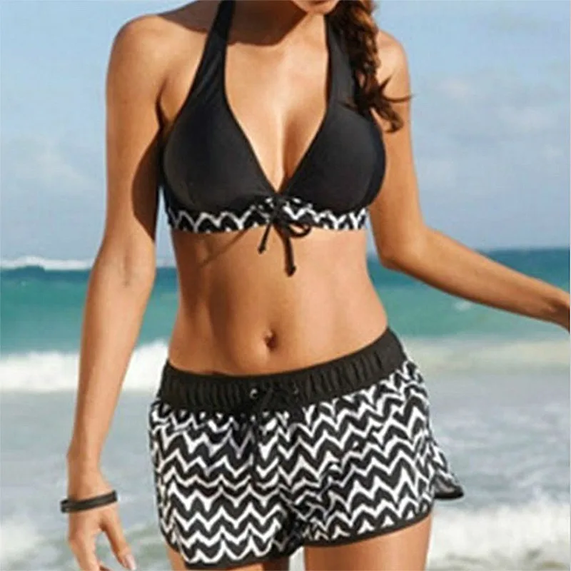 

Large Big Plus Size Swimwear 2018 Female Swimsuit Tankini Set With Shorts Two Piece Split Swim Bathing Suit Female Beach 5XL
