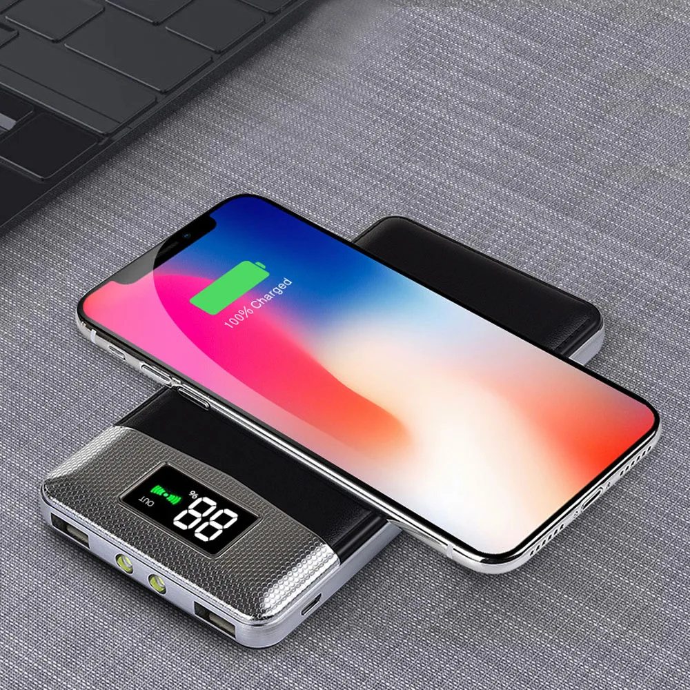 Portable Dual USB Qi Wireless Charger 10000mah External