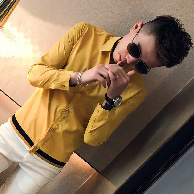 

Brand New Men Shirt Spring Long Sleeve Mens Dress Shirts Solid All Match Slim Fit Shirt Men Clothes 2019 Elastic Waist Blouses