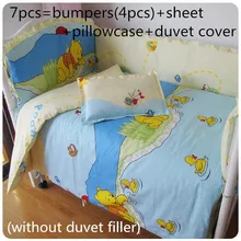 Скидка! 6 / 7 шт. хлопок детские кроватки постельных принадлежностей мультфильм постельных принадлежностей шпаргалки пододеяльник бамперы детские лист, 120* 60 / 120* 70 см