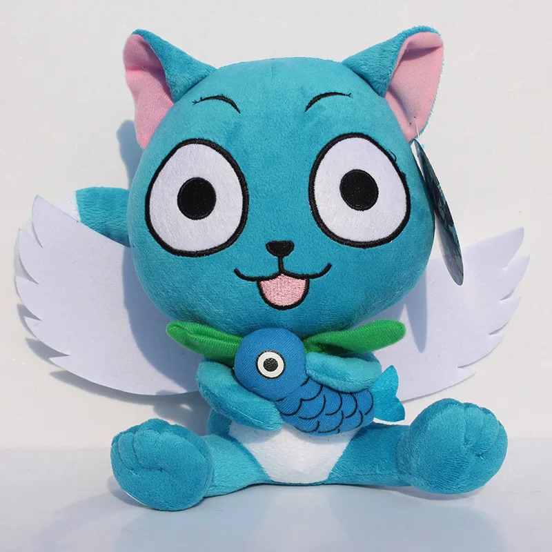 Cartoon Fairy Tail Happy With Fish Plush Toys Stuffed Dolls Soft Baby Doll Retail 1pcs Free