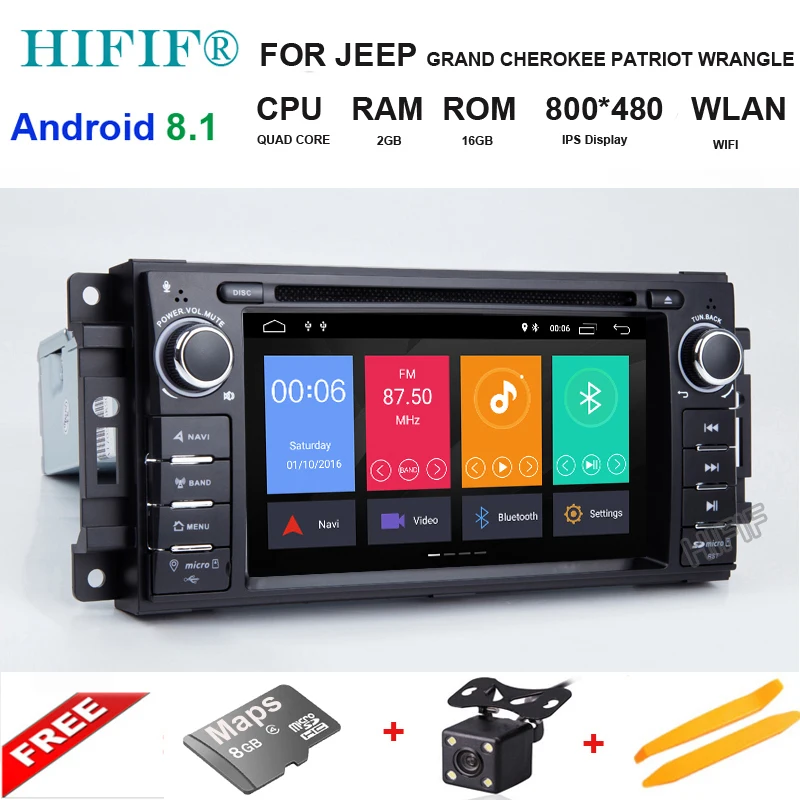 Best Quad Core Android 8.1 Car DVD GPS Radio Navigation For Jeep Cherokee Compass Commander Wrangler/DODGE Caliber/Chrysler C300 SWC 0