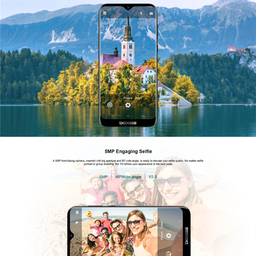 Doogee Y8 3 Гб оперативной памяти 16 встроенной распознавания лиц и функцией