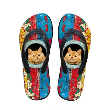 

Customized Cute 3D Animal Cat Dog Printed Men Summer Slippers Beach Flat Flip Flops for Teen Boys Man Rubber Non-Slip Flipflops