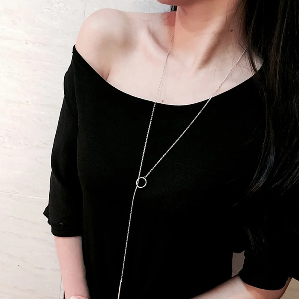 

1Pc Vintage Necklace Circle Strip Long Chain Pendants Choker Geometric Gifts for Women Party Jewelry Accessories Statement Gift