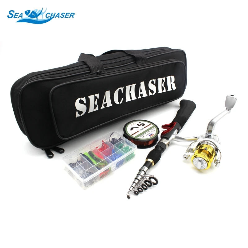 

Fishing Reel And Rod +line+Lures+Hooks+bag Set 1.6m Telescopic Fishing Rod Carp Fishing Spinning Reel Rod Combo