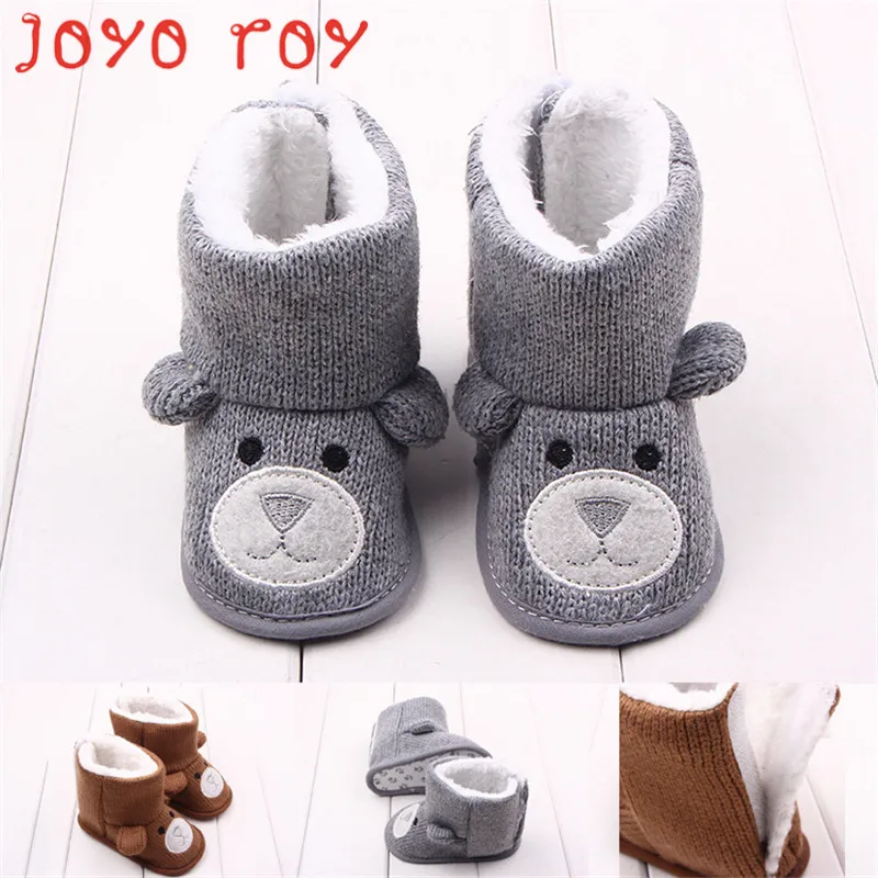 

Joyo roy Autumn and winter models Bear knitted and velvet baby cotton boots Toddler shoes Baby shoes 0-2 years old dj0120R