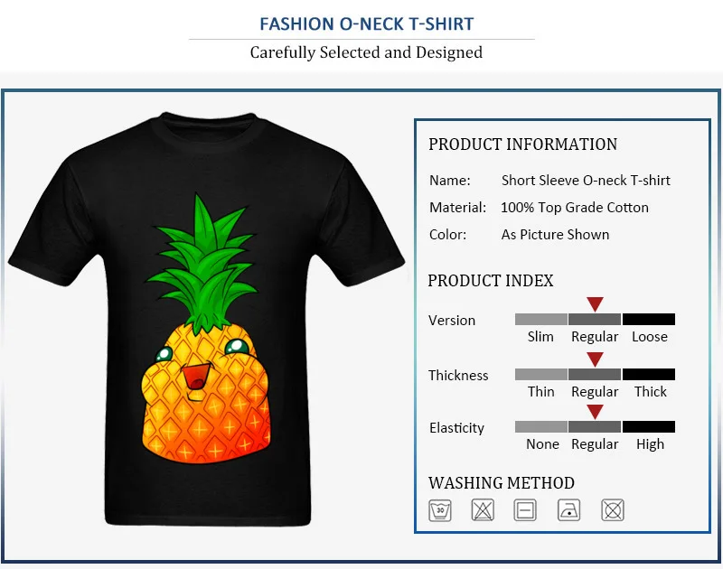 Pineapple Chunk Men Dominant Tops T Shirt O Neck NEW YEAR DAY 100% Cotton Fabric T Shirts Custom Short Sleeve Tee-Shirts Pineapple Chunk