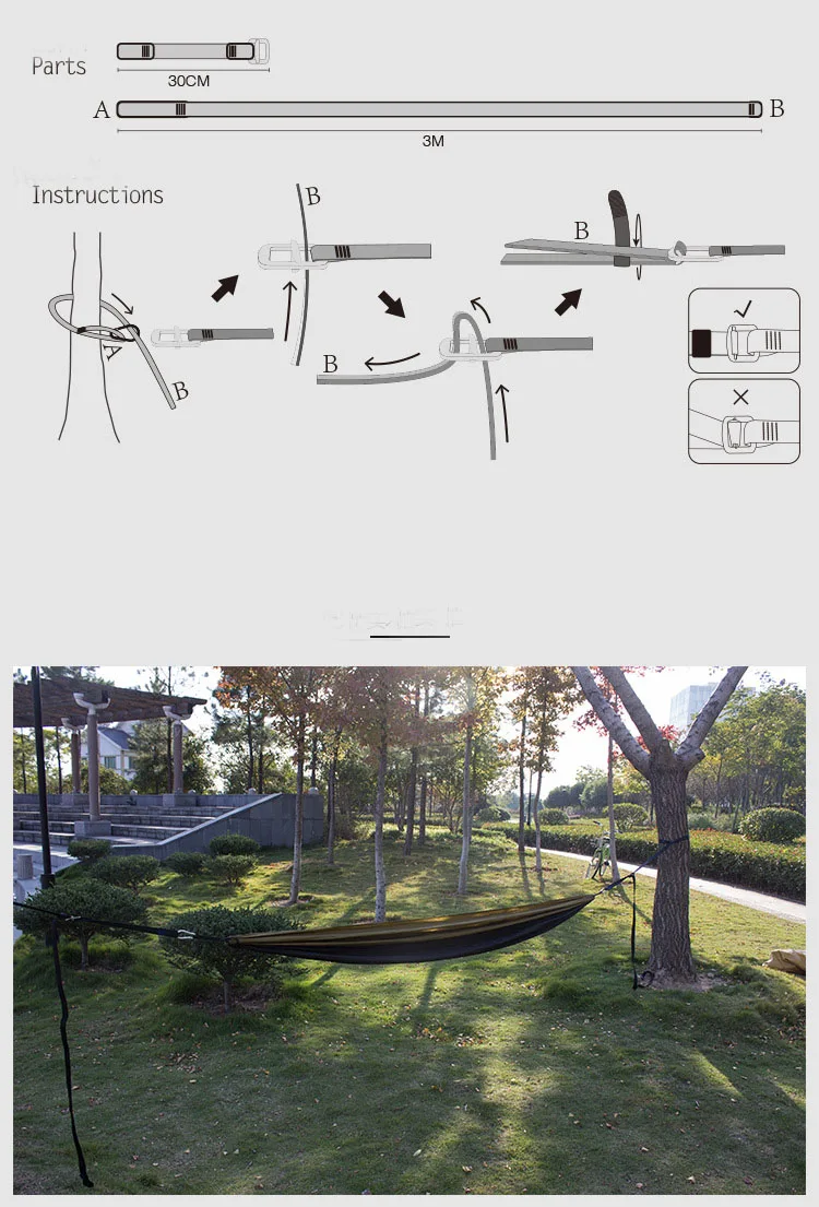 Регулируемый гамак ремень Hamak Портативный висит ремень веревка Открытый Отдых Пеший Туризм аксессуары для гамака нагрузки веревка