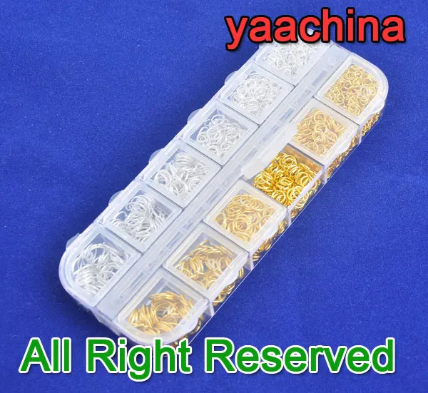 

JEXXI Free Shipping 2200Pcs Mix 3-8MM Jewelry Components Findings 925 Sterling Silver & Yellow Gold Filled Jump Rings A Box