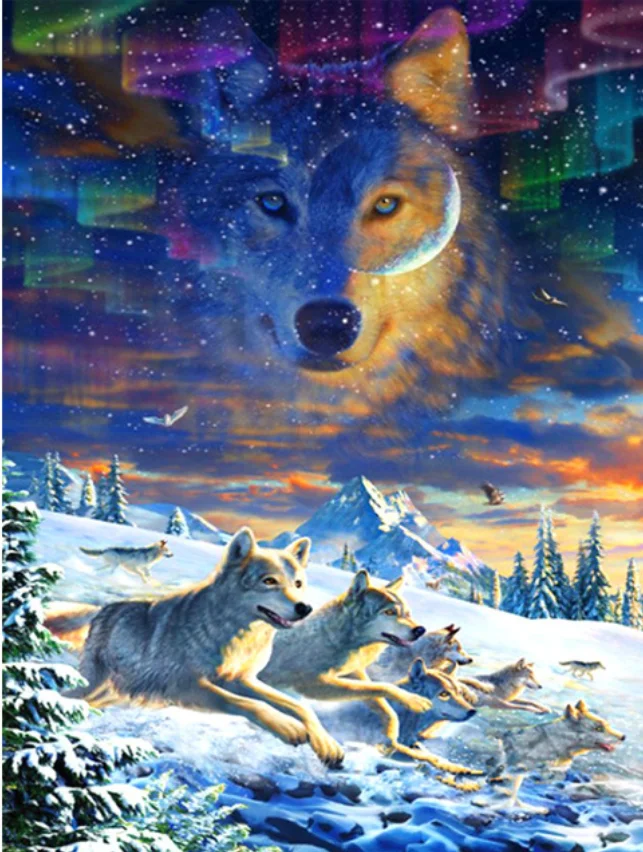 Украшение в виде животного lobo круглая вышивка украшение для дома | Дом и сад