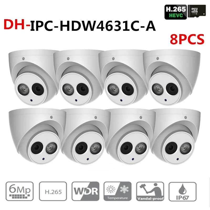 Dahua 6MP ip-камера IPC-HDW4631C-A Обновление от IPC-HDW4431C-A сети POE Мини купольная камера Встроенный микрофон CCTV металлическая камера 8 шт./лот