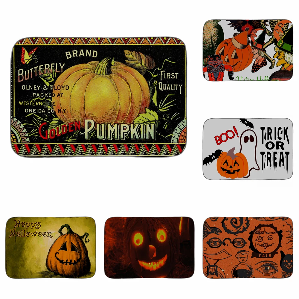 

Golden Halloween Pumpkin Ghost Art Cool Mat Bath Carpet Decorative Anti-Slip Mats Room Car Floor Bar Rugs Door Home Decor Gift