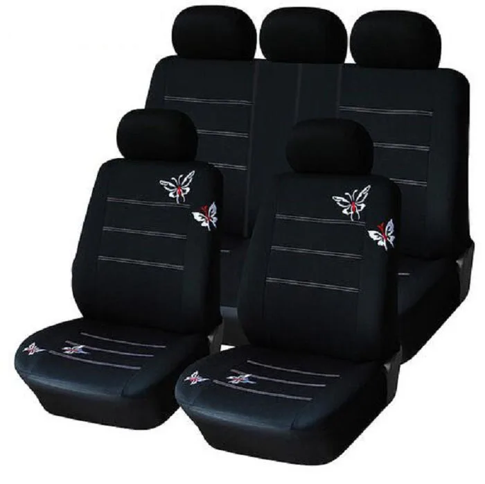 

rete automobile 9pcs/set Car Seat Cover full sets Universal Fit 5 seat SUV sedans front/back elastic washable breathable black