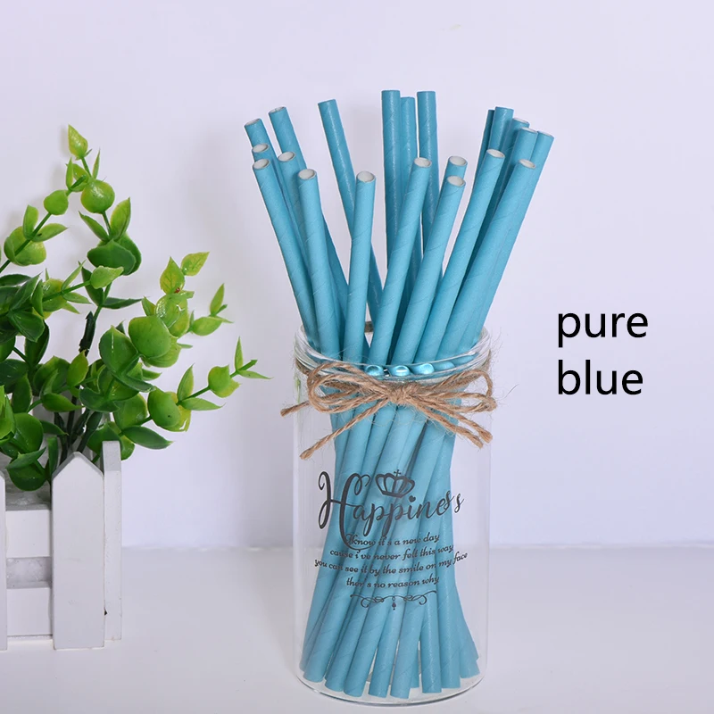 25 шт. креативные бумажные соломинки из фольги, свадебные принадлежности для детей на день рождения, Рождественская одноразовая посуда для вечеринки соломинки - Цвет: pure blue