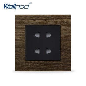 

Wood 4 Pin Universal Socket Wallpad Aluminium Satin Metal 10A Wall Power Socket 110V-240V
