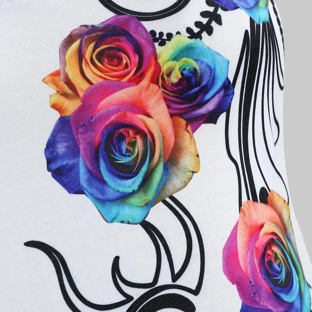 Lace Patchwork Plus Size Tops Floral Printed Sexy Women T Shirt O-Neck Large Sizes Asymmetry Party White Shirt Blusas Femininas Tops