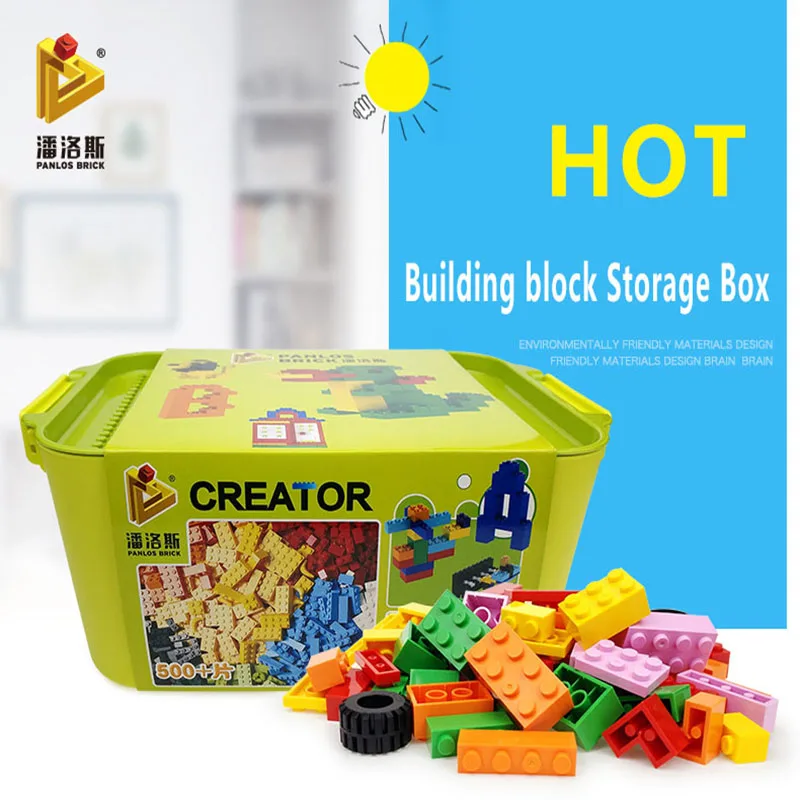 

Legoed box bricks New Building Block Storage Box 500PCS Spelling Insert Assembling Size Plastic Bucket Toy Compatible With Lepin