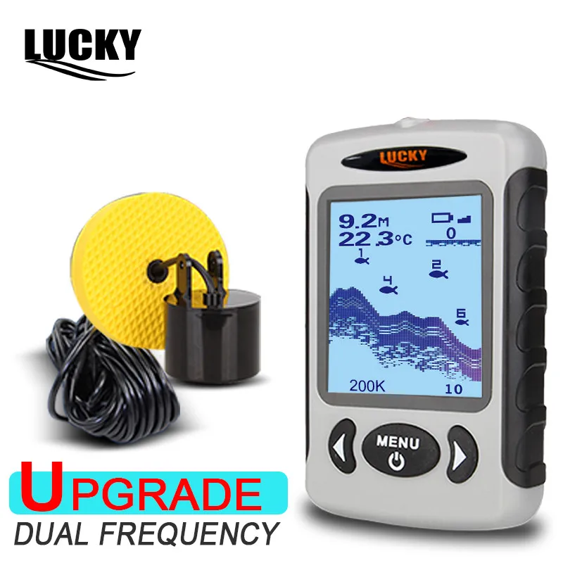 

LUCKY FF718D 2.2" LCD Portable Fish Finder 200KHz/83KHz Dual Sonar Frequency 100M Detection Fish Detector Depth Locator