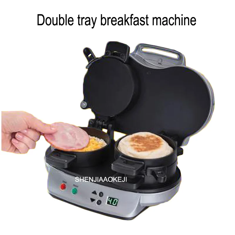 25490-CN машина для завтрака с двойным лотком, домашняя гамбургерская машина, многофункциональная электрическая форма для выпечки, сэндвич-машина, 220 В, 1000 Вт, 1 шт