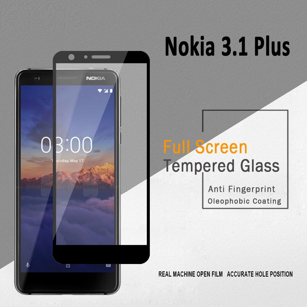 

Full Glue Full Cover Tempered Glass For Nokia 3.1 Plus Screen Protector protective film For Nokia 3.1 Plus X3 glass